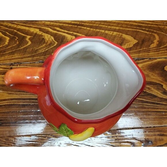 Pier 1 One Imports Pasilla Earthenware Peppers Orange Pitcher Jug 7.5" - Picture 5 of 7